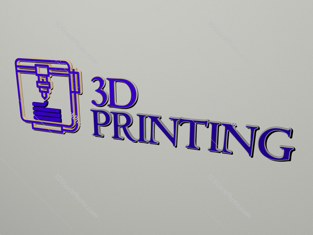 3d-printing icon and text on the wall