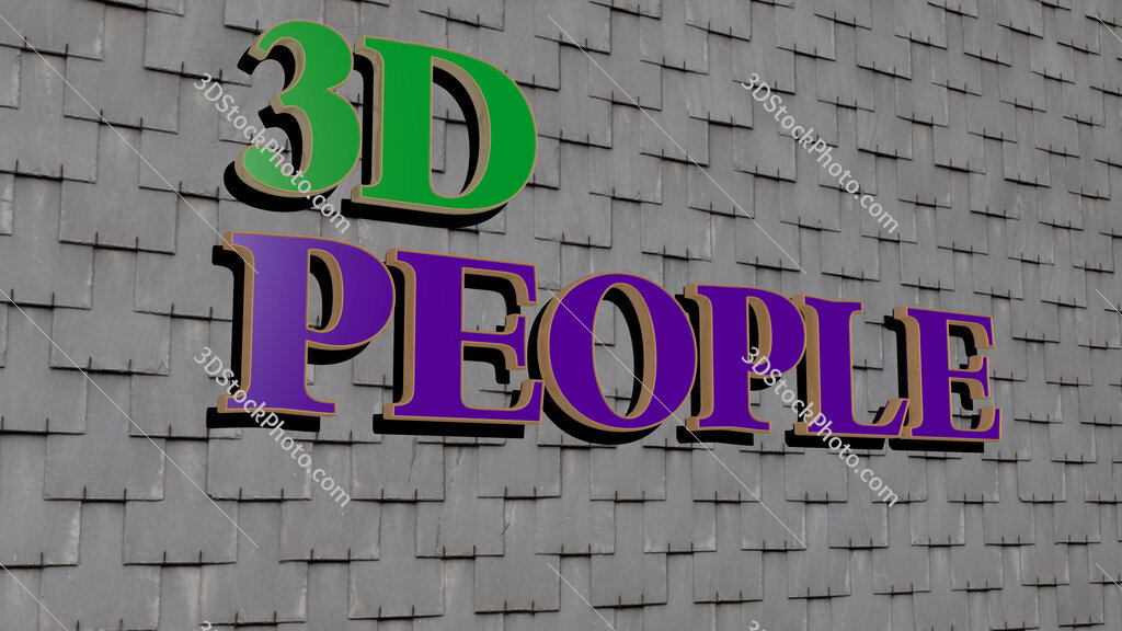 3d people text on textured wall