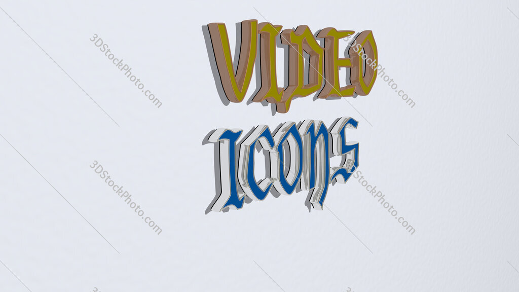 video icons text on the wall