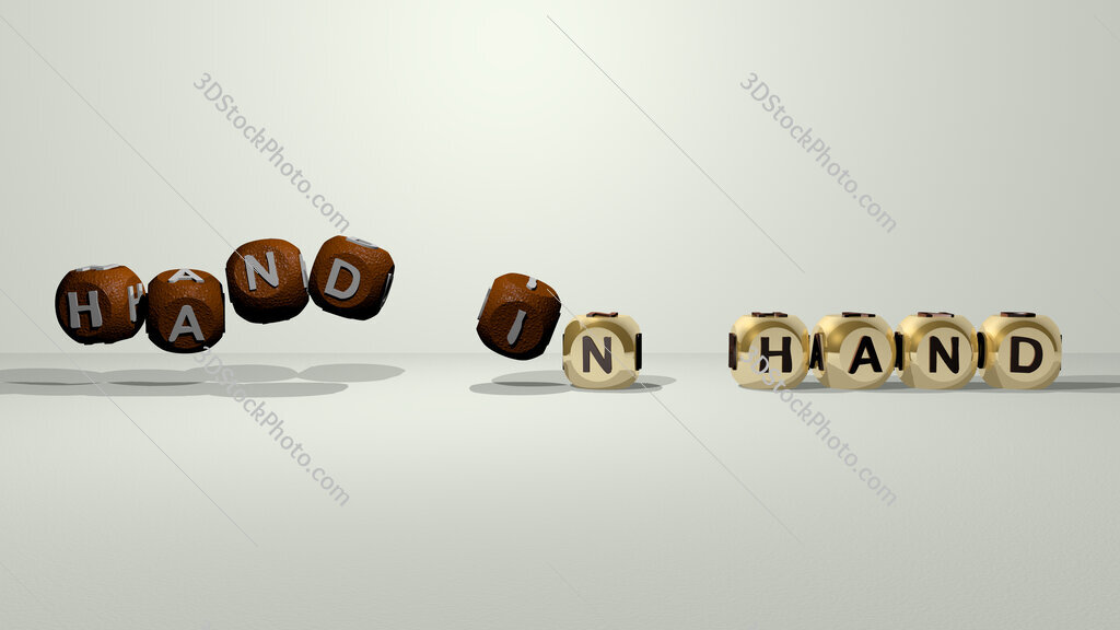 hand in hand dancing cubic letters