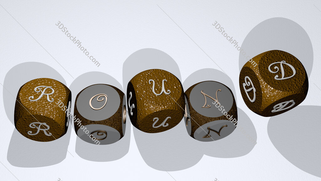 round text by dancing dice letters