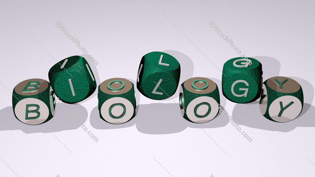 biology text by dancing dice letters