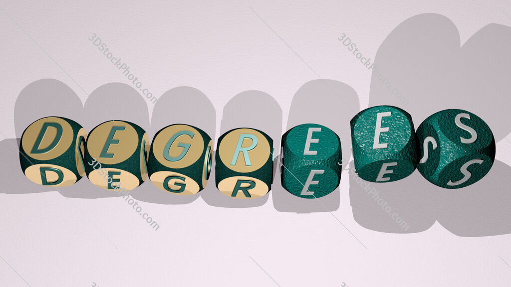 degrees text by dancing dice letters