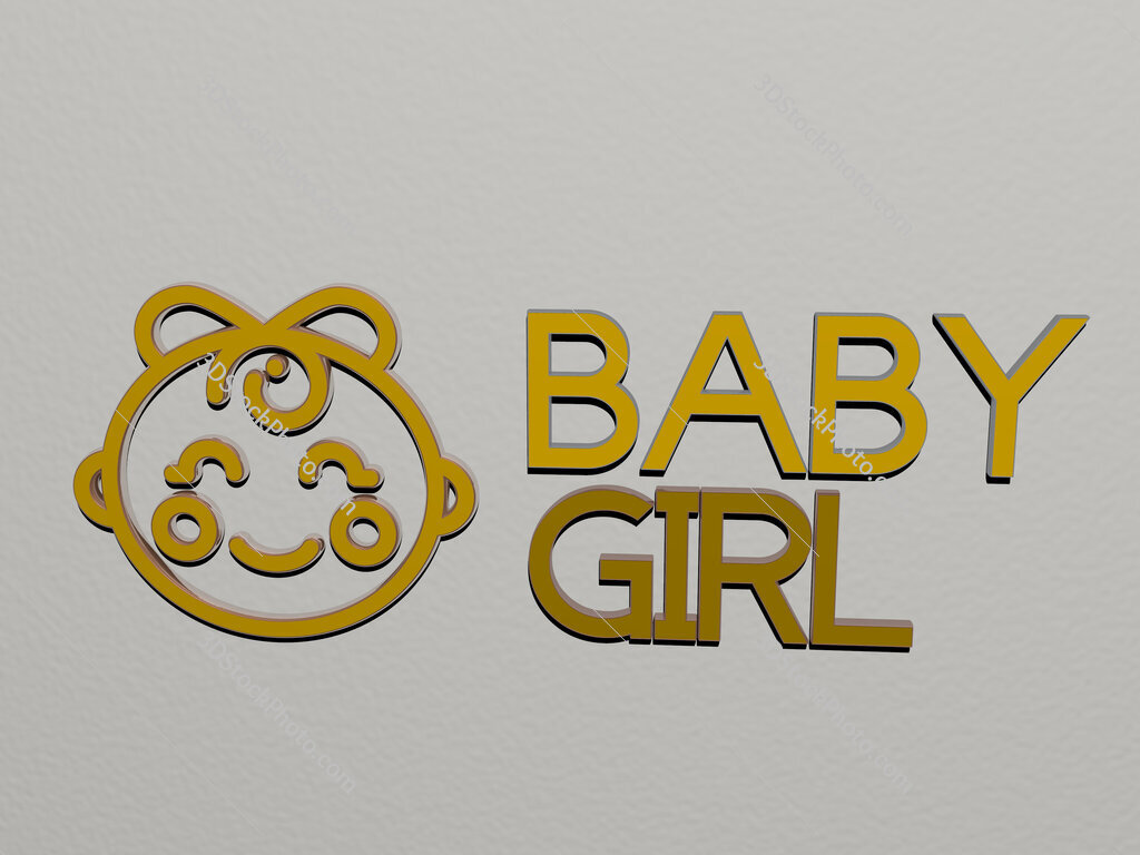 baby-girl icon and text on the wall