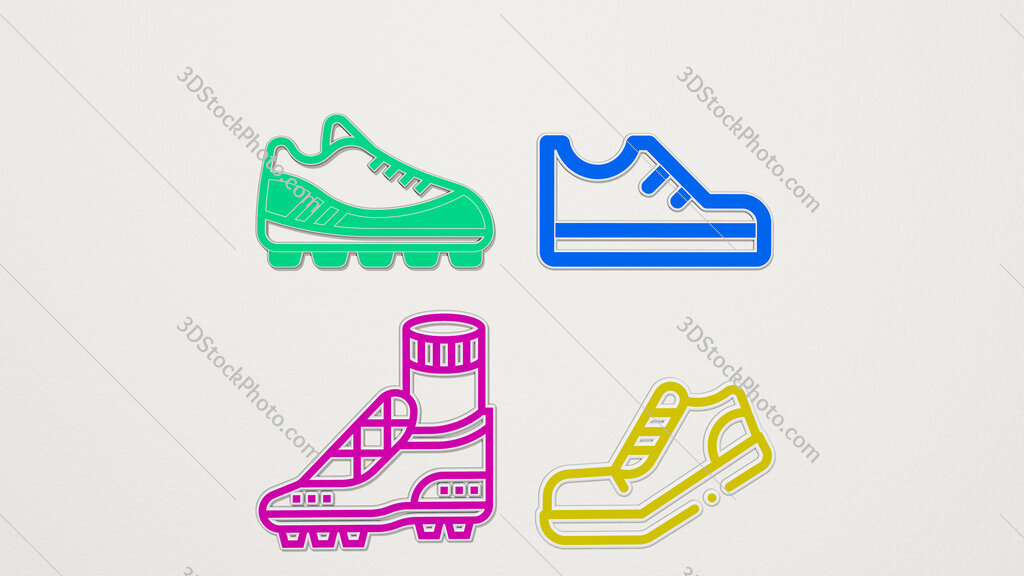 running-shoes colorful set of icons