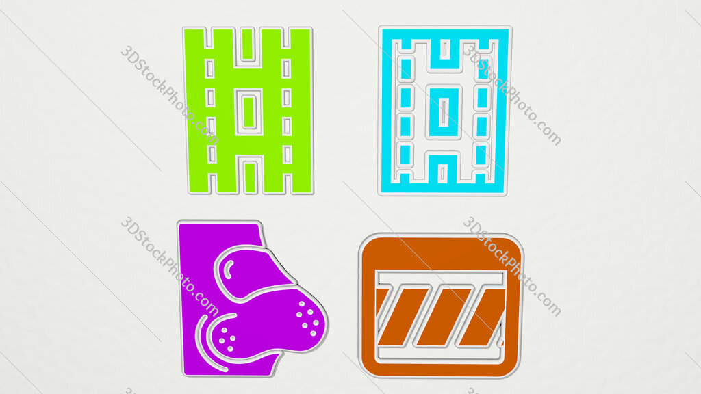 strip colorful set of icons