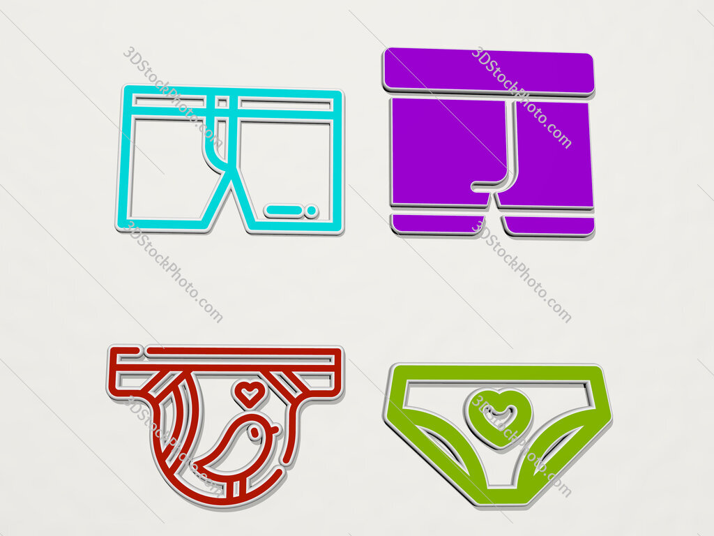 underpants colorful set of icons