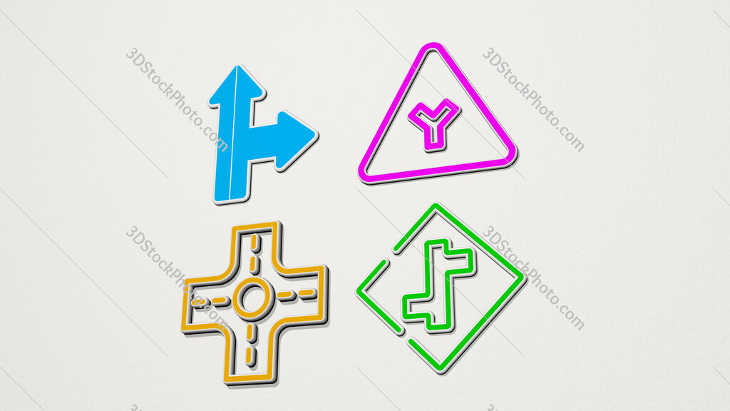 intersection colorful set of icons