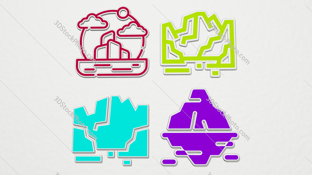 iceberg colorful set of icons