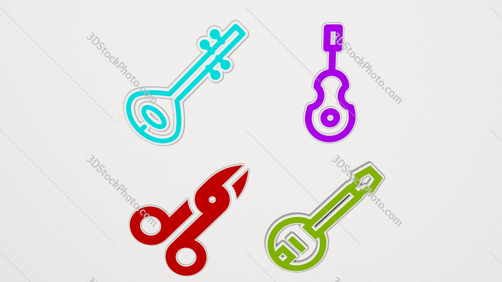 instrument colorful set of icons
