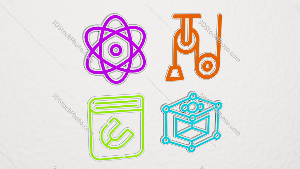 physics colorful set of icons