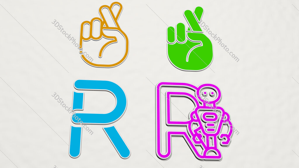 letter-r colorful set of icons