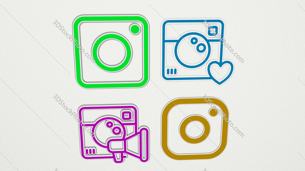 instagram colorful set of icons