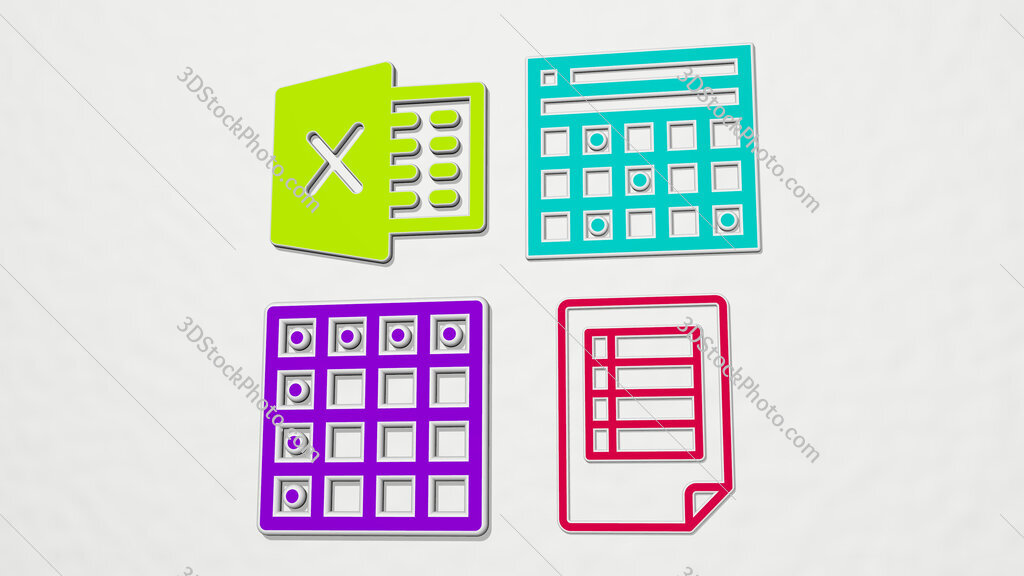 excel colorful set of icons