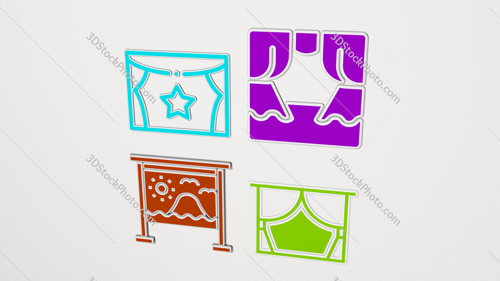 scene colorful set of icons