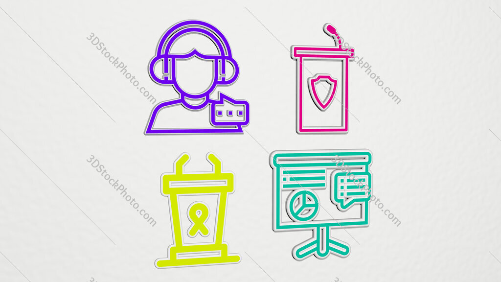 conference colorful set of icons