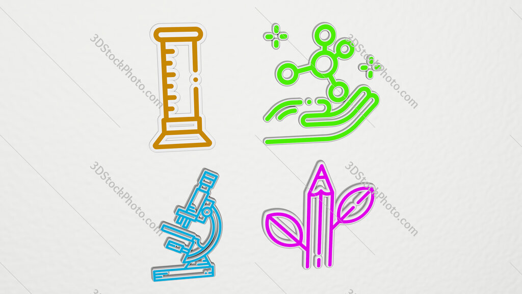 biology colorful set of icons