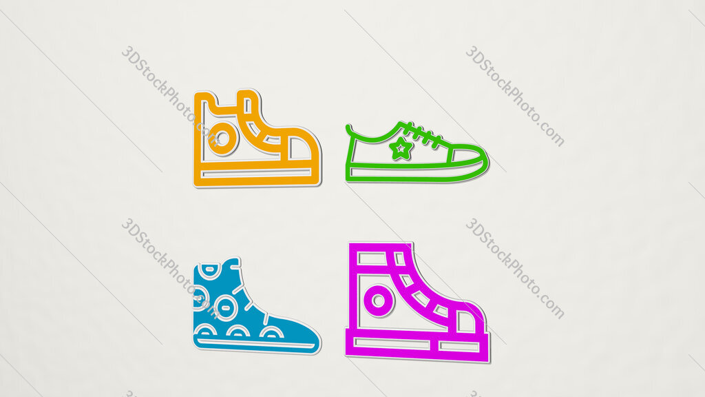 sneakers colorful set of icons