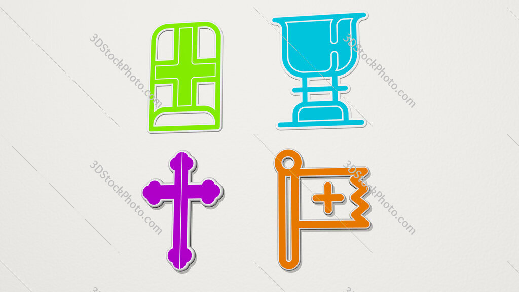 christian colorful set of icons