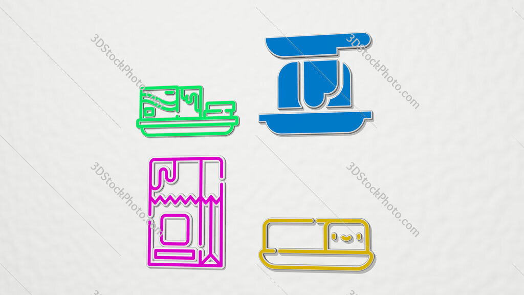 butter colorful set of icons