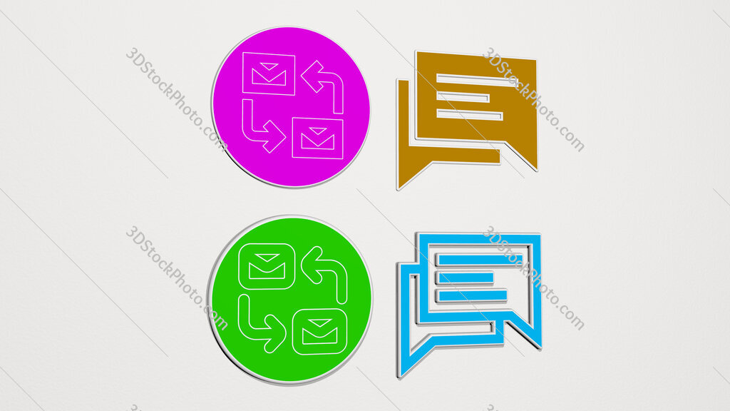 correspondence colorful set of icons
