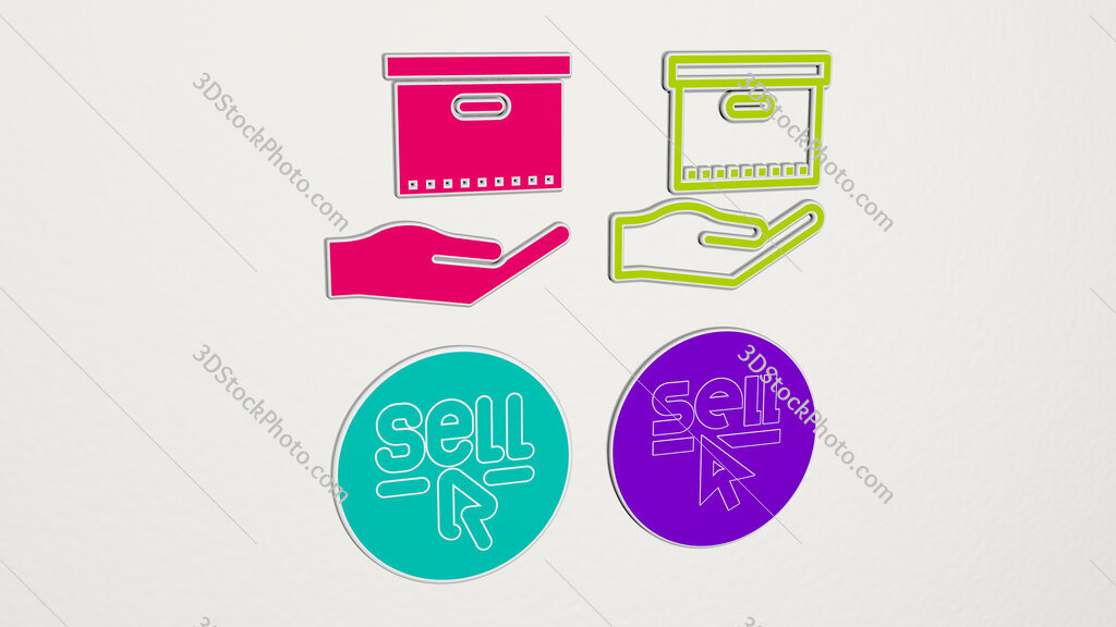 sell colorful set of icons