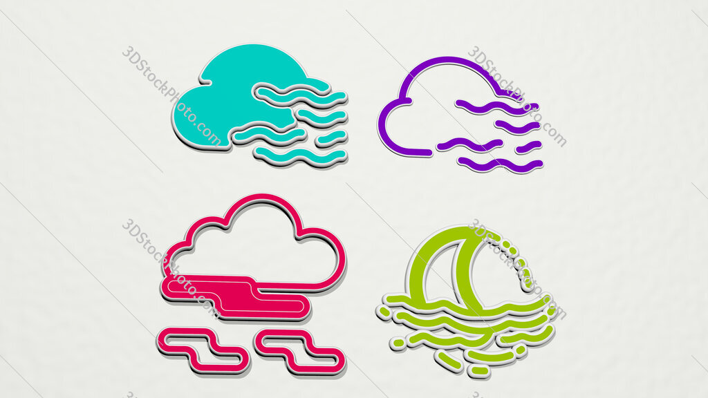 foggy colorful set of icons