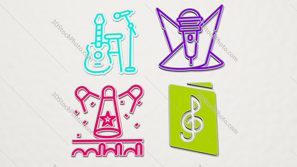 concert colorful set of icons