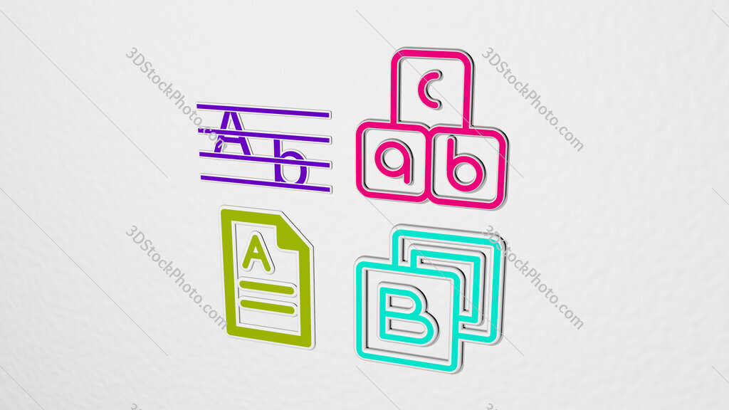 alphabet colorful set of icons