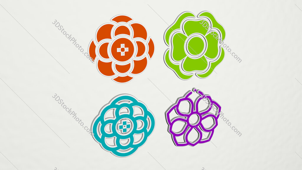 anemone colorful set of icons