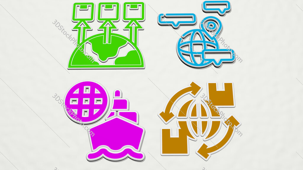 international colorful set of icons