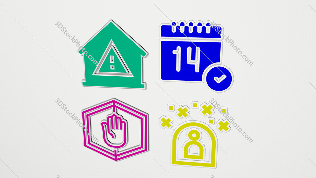 quarantine colorful set of icons