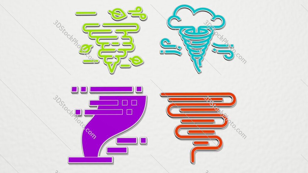 tornado colorful set of icons