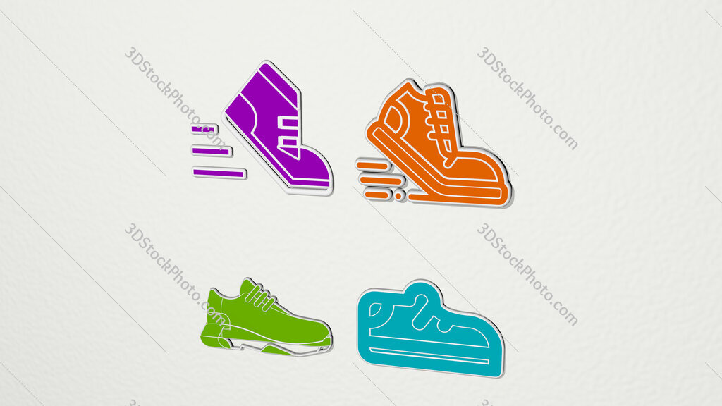 running-shoe colorful set of icons