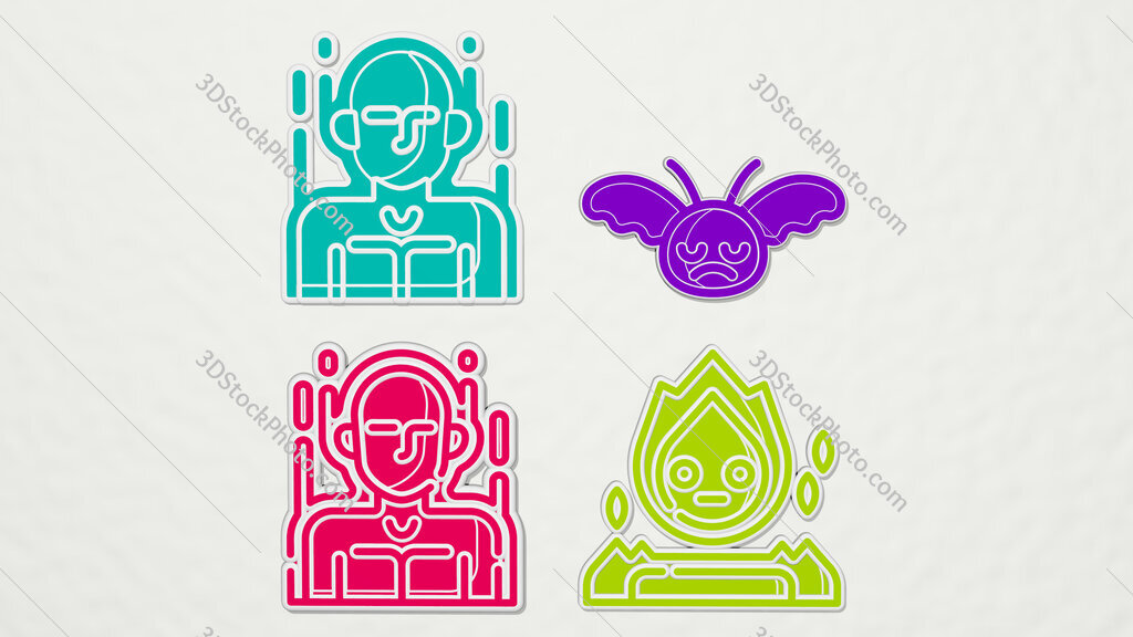 spirit colorful set of icons