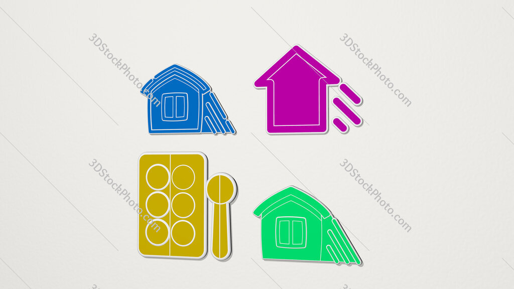 shadow colorful set of icons