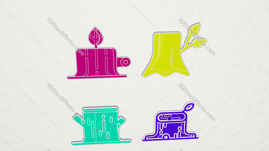 stump colorful set of icons