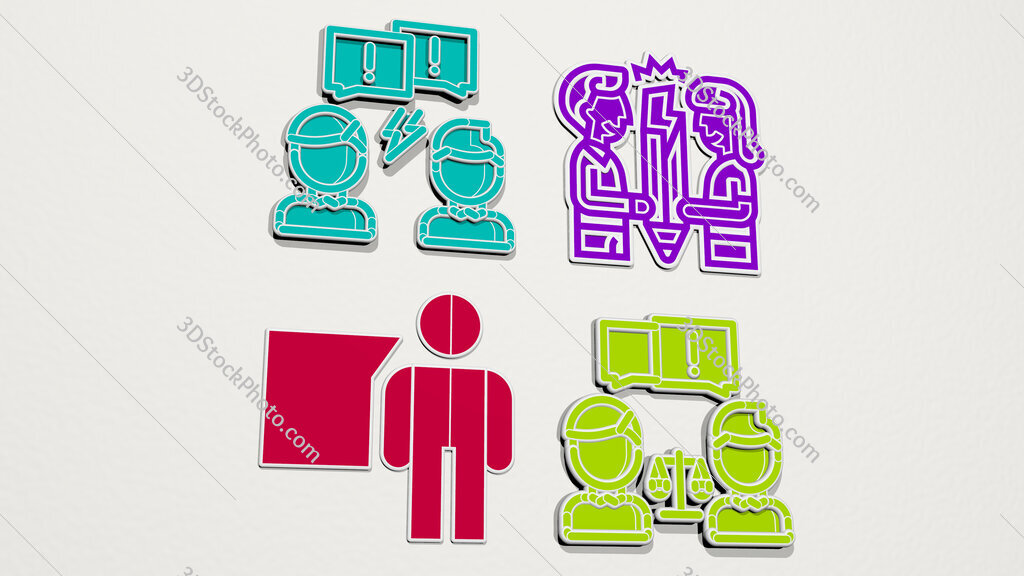 argument colorful set of icons