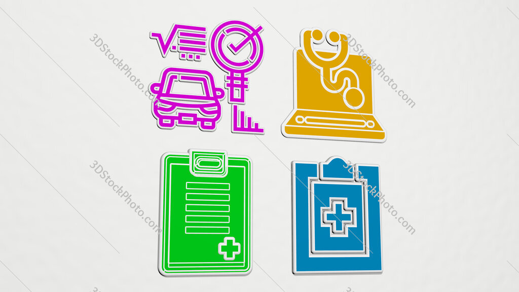 diagnosis colorful set of icons