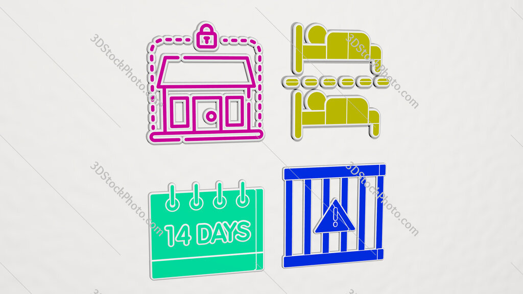quarantine colorful set of icons