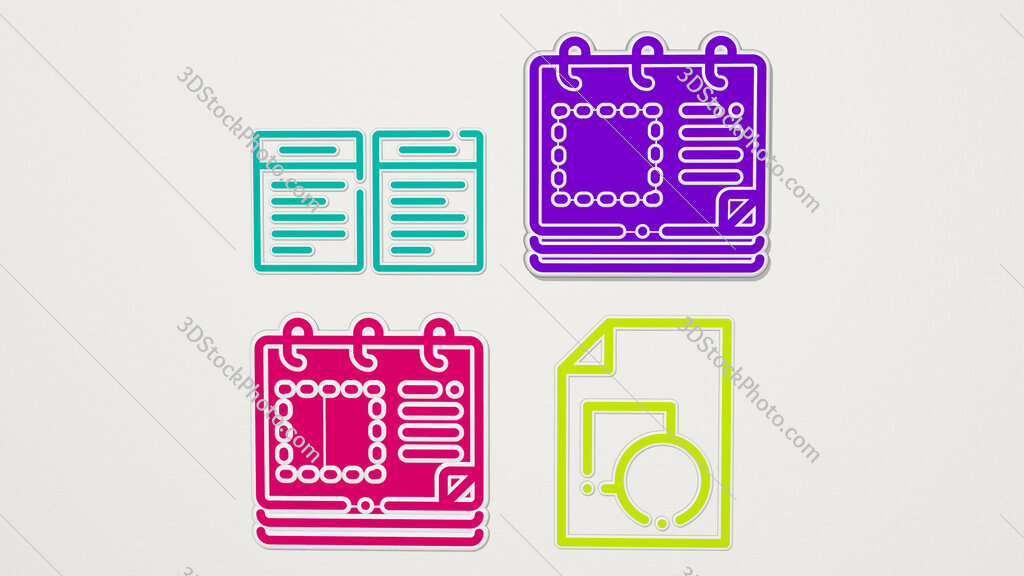 draft colorful set of icons