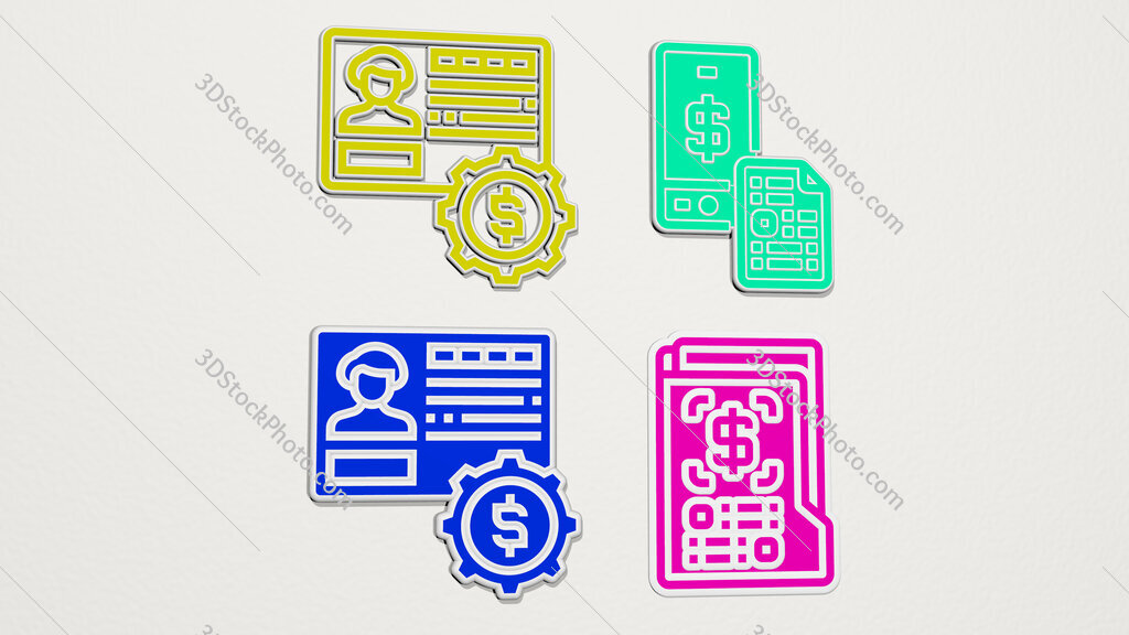 bank-account colorful set of icons