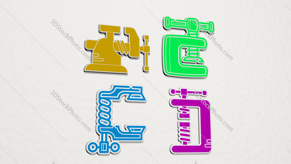 vise colorful set of icons