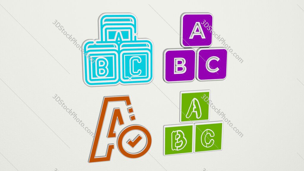 alphabet colorful set of icons