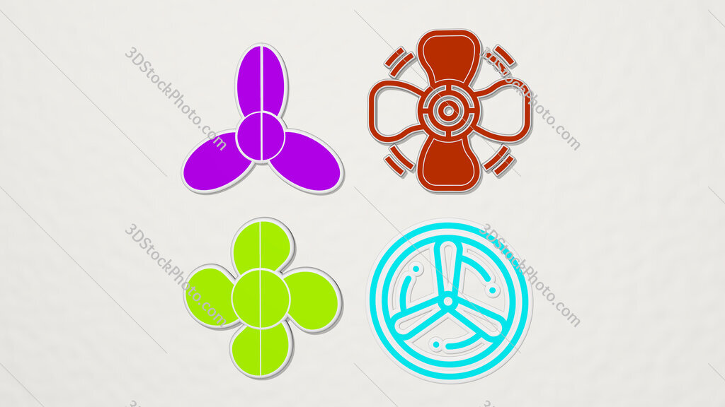 propeller colorful set of icons