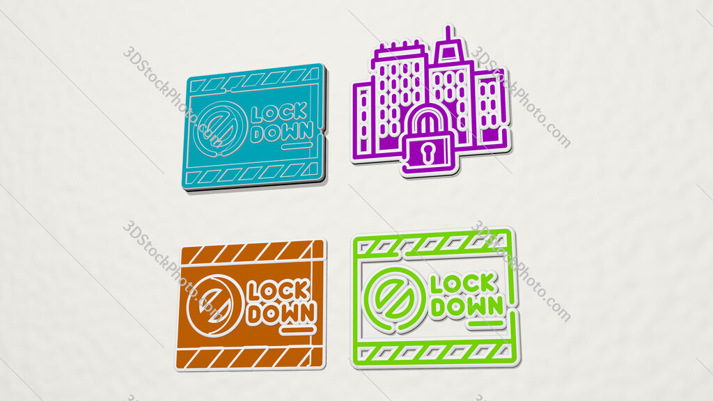 lockdown colorful set of icons
