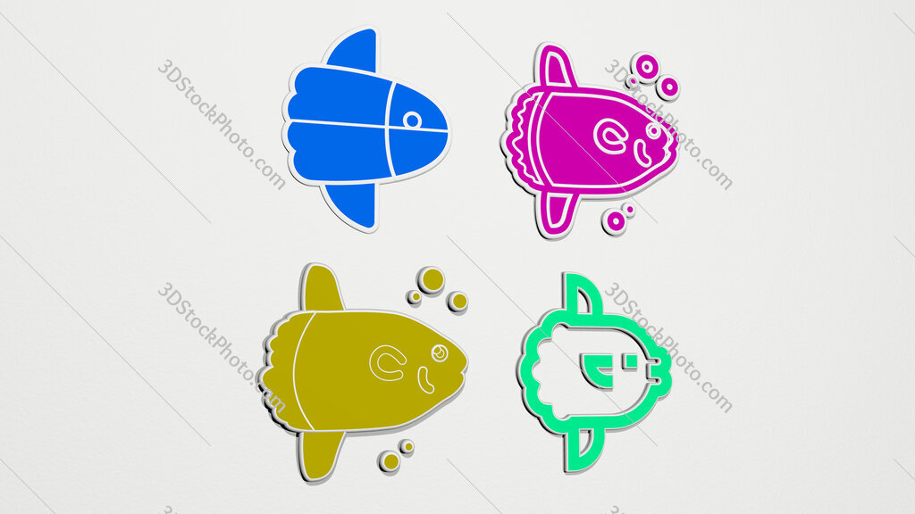 sunfish colorful set of icons