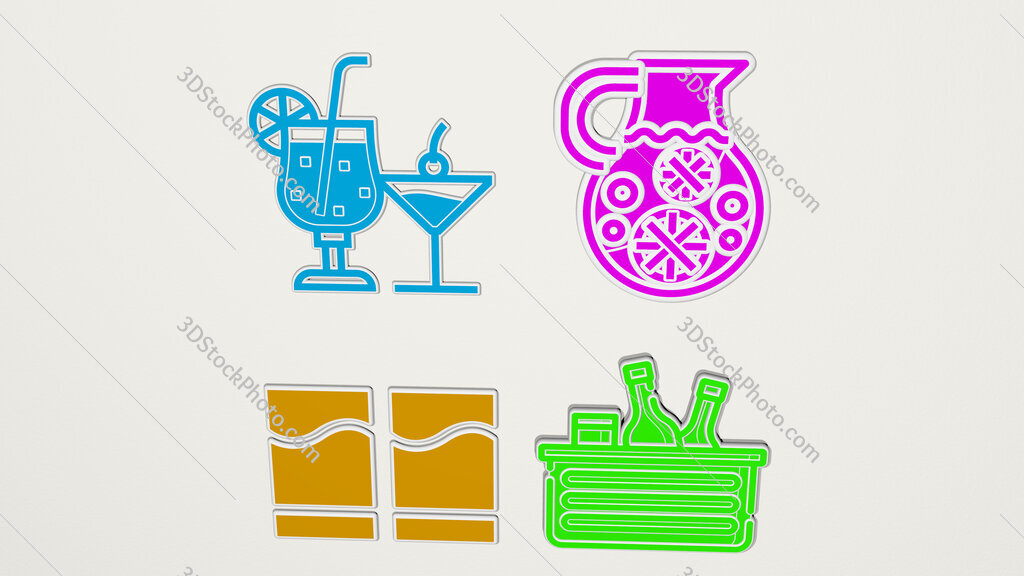 beverage colorful set of icons