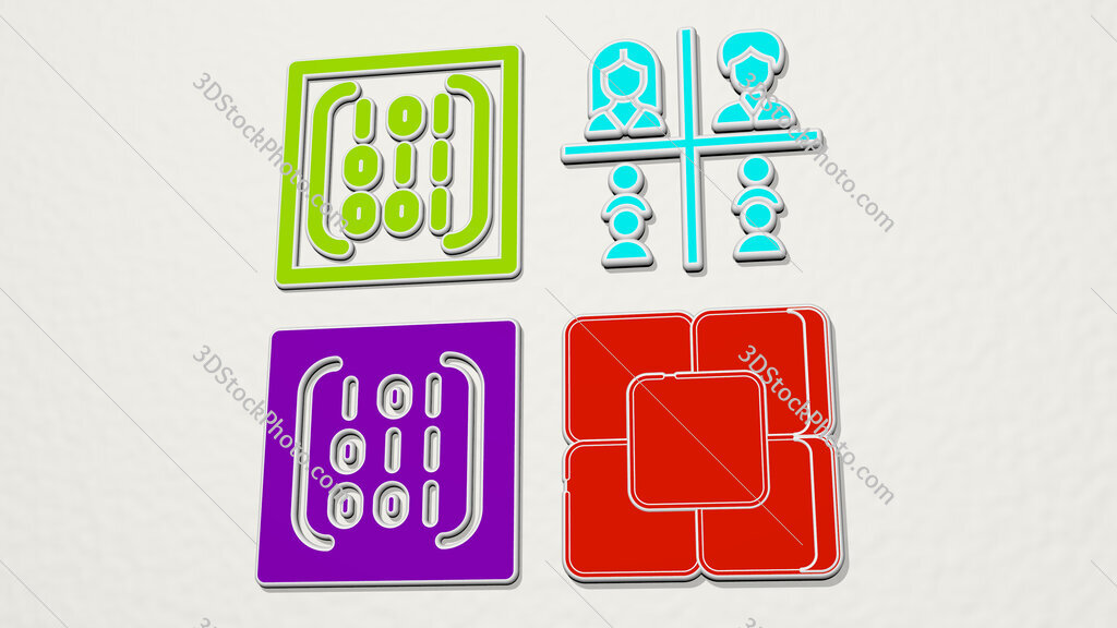 matrix colorful set of icons
