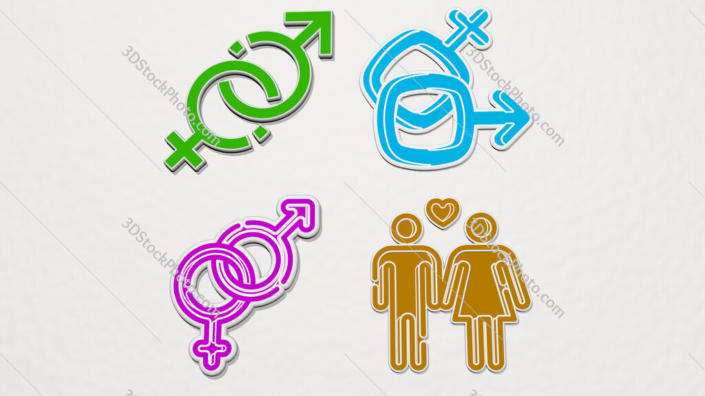 heterosexual colorful set of icons